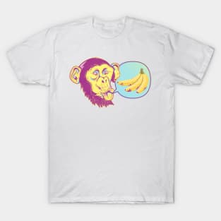 Chimpanzee with bunch of bananas T-Shirt